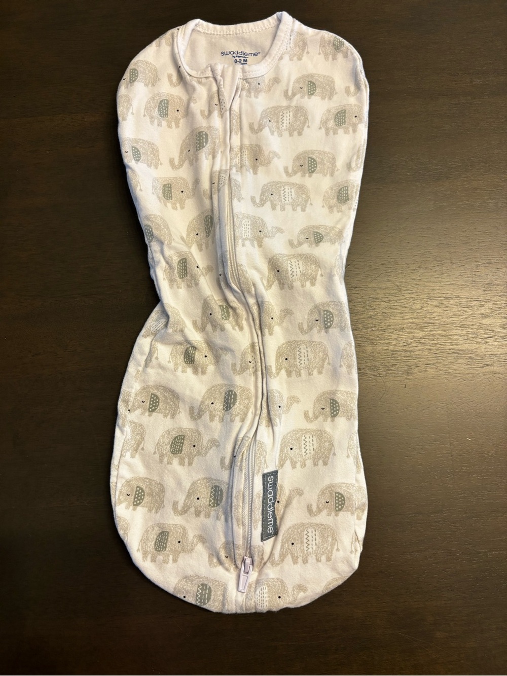 SwaddleMe Neutral Elephant Zip Swaddle - Cream & Gray